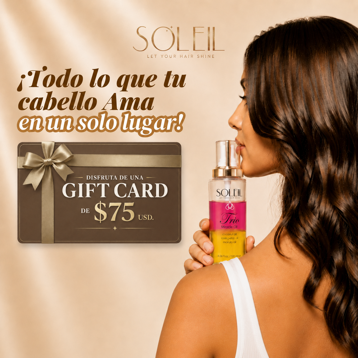 Productos Soleil y promoción de $75